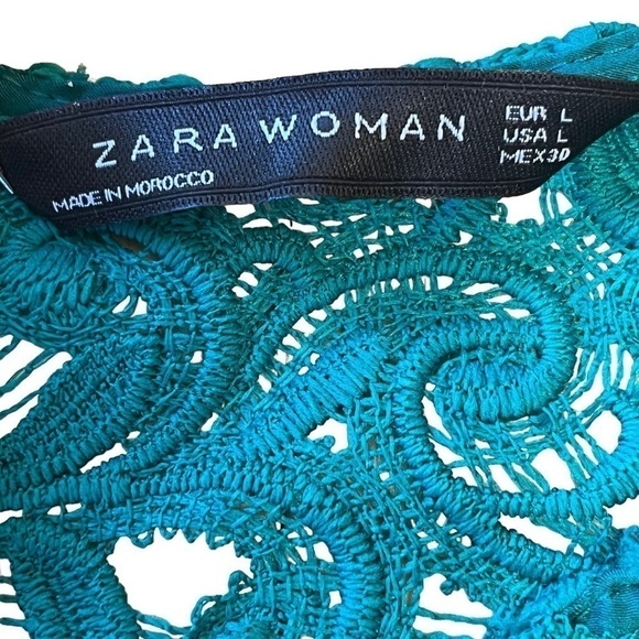 ZARA Green Guipure Lace Tube Dress EUC - Picture 5 of 11